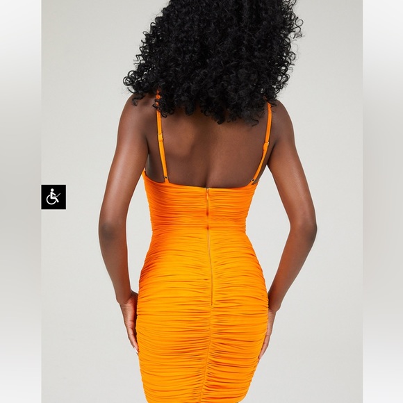 MISTRESS ROCKS ORANGE PLUNGE MESH DRESS - Picture 6 of 8